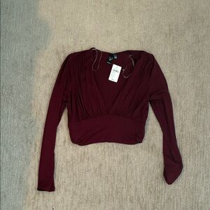 Windsor Deep Red Long Sleeve Blouse